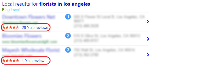 Bing Local با استفاده از مرورهای Yelp